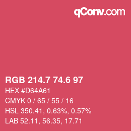 カラーコード: RGB 214.7 74.6 97 | qconv.com