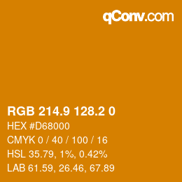カラーコード: RGB 214.9 128.2 0 | qconv.com