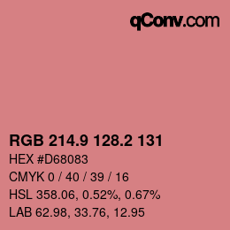 カラーコード: RGB 214.9 128.2 131 | qconv.com