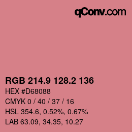 カラーコード: RGB 214.9 128.2 136 | qconv.com