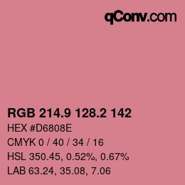カラーコード: RGB 214.9 128.2 142 | qconv.com