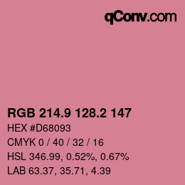 カラーコード: RGB 214.9 128.2 147 | qconv.com
