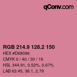 カラーコード: RGB 214.9 128.2 150 | qconv.com