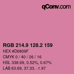 カラーコード: RGB 214.9 128.2 159 | qconv.com