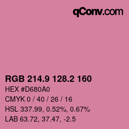 カラーコード: RGB 214.9 128.2 160 | qconv.com