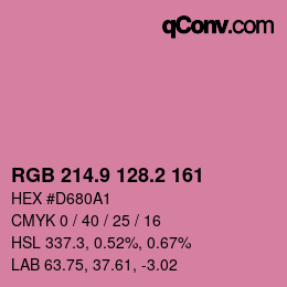 カラーコード: RGB 214.9 128.2 161 | qconv.com