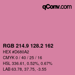 カラーコード: RGB 214.9 128.2 162 | qconv.com