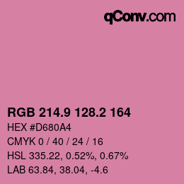 カラーコード: RGB 214.9 128.2 164 | qconv.com