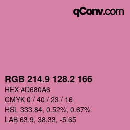 カラーコード: RGB 214.9 128.2 166 | qconv.com