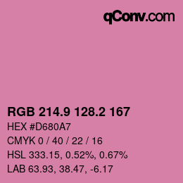 カラーコード: RGB 214.9 128.2 167 | qconv.com