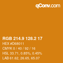 カラーコード: RGB 214.9 128.2 17 | qconv.com