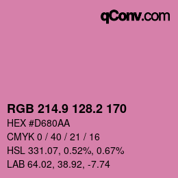 カラーコード: RGB 214.9 128.2 170 | qconv.com