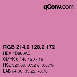 カラーコード: RGB 214.9 128.2 172 | qconv.com