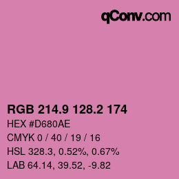 カラーコード: RGB 214.9 128.2 174 | qconv.com