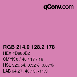カラーコード: RGB 214.9 128.2 178 | qconv.com