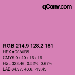 カラーコード: RGB 214.9 128.2 181 | qconv.com