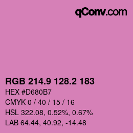 カラーコード: RGB 214.9 128.2 183 | qconv.com