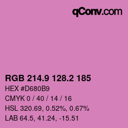 カラーコード: RGB 214.9 128.2 185 | qconv.com
