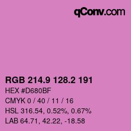 カラーコード: RGB 214.9 128.2 191 | qconv.com