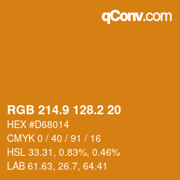 カラーコード: RGB 214.9 128.2 20 | qconv.com