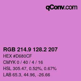 カラーコード: RGB 214.9 128.2 207 | qconv.com