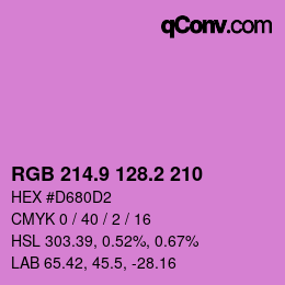 カラーコード: RGB 214.9 128.2 210 | qconv.com