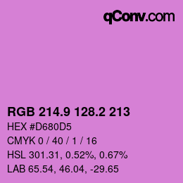 カラーコード: RGB 214.9 128.2 213 | qconv.com