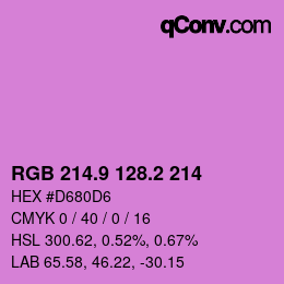 カラーコード: RGB 214.9 128.2 214 | qconv.com