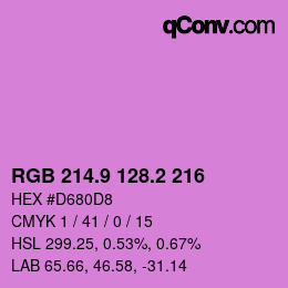 カラーコード: RGB 214.9 128.2 216 | qconv.com