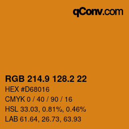 カラーコード: RGB 214.9 128.2 22 | qconv.com