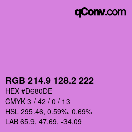 カラーコード: RGB 214.9 128.2 222 | qconv.com