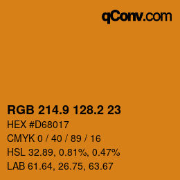 カラーコード: RGB 214.9 128.2 23 | qconv.com