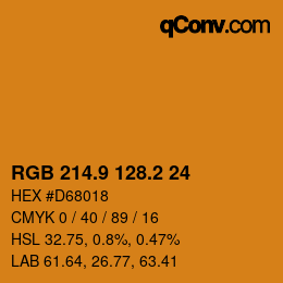 カラーコード: RGB 214.9 128.2 24 | qconv.com