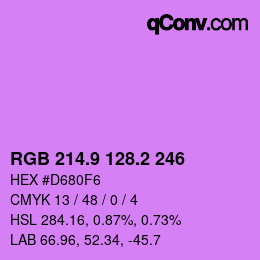 カラーコード: RGB 214.9 128.2 246 | qconv.com