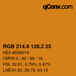 カラーコード: RGB 214.9 128.2 25 | qconv.com