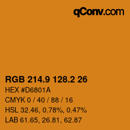 カラーコード: RGB 214.9 128.2 26 | qconv.com