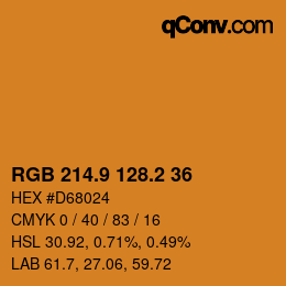カラーコード: RGB 214.9 128.2 36 | qconv.com