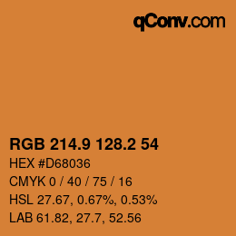 カラーコード: RGB 214.9 128.2 54 | qconv.com