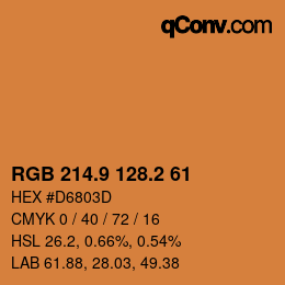 カラーコード: RGB 214.9 128.2 61 | qconv.com