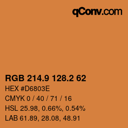カラーコード: RGB 214.9 128.2 62 | qconv.com