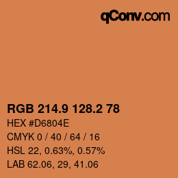 カラーコード: RGB 214.9 128.2 78 | qconv.com