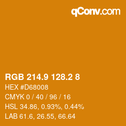 カラーコード: RGB 214.9 128.2 8 | qconv.com
