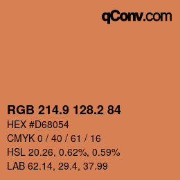 カラーコード: RGB 214.9 128.2 84 | qconv.com