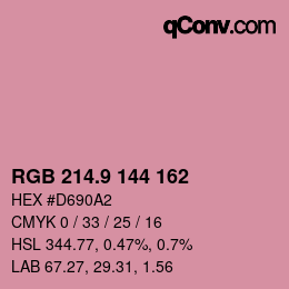 Color code: RGB 214.9 144 162 | qconv.com