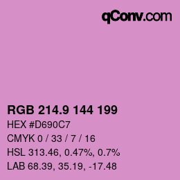 カラーコード: RGB 214.9 144 199 | qconv.com
