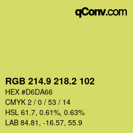 カラーコード: RGB 214.9 218.2 102 | qconv.com