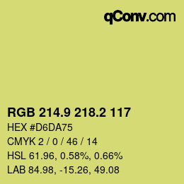 カラーコード: RGB 214.9 218.2 117 | qconv.com