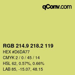 カラーコード: RGB 214.9 218.2 119 | qconv.com