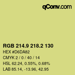 カラーコード: RGB 214.9 218.2 130 | qconv.com