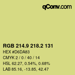 カラーコード: RGB 214.9 218.2 131 | qconv.com